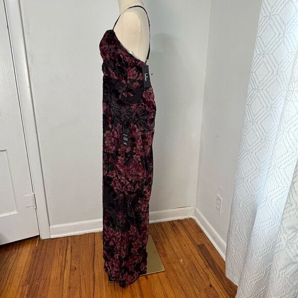 NWT Lulu's Black Floral Asían Print Velvet XL Maxi Babydoll Dress Fairy Whimsi - Picture 13 of 15